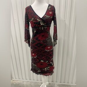 Y2K Ruby Rox Red Black Floral Babydoll Slip Dress Small Whimsigoth Fairy Witch